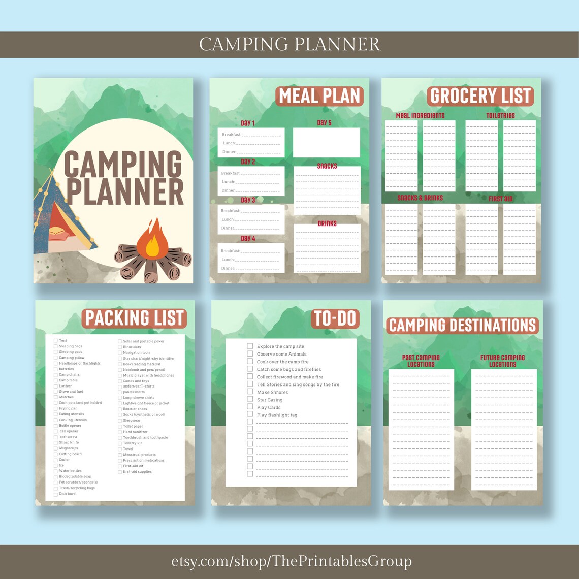 Camping Journal Printable Camping Planner Summer Camp Etsy