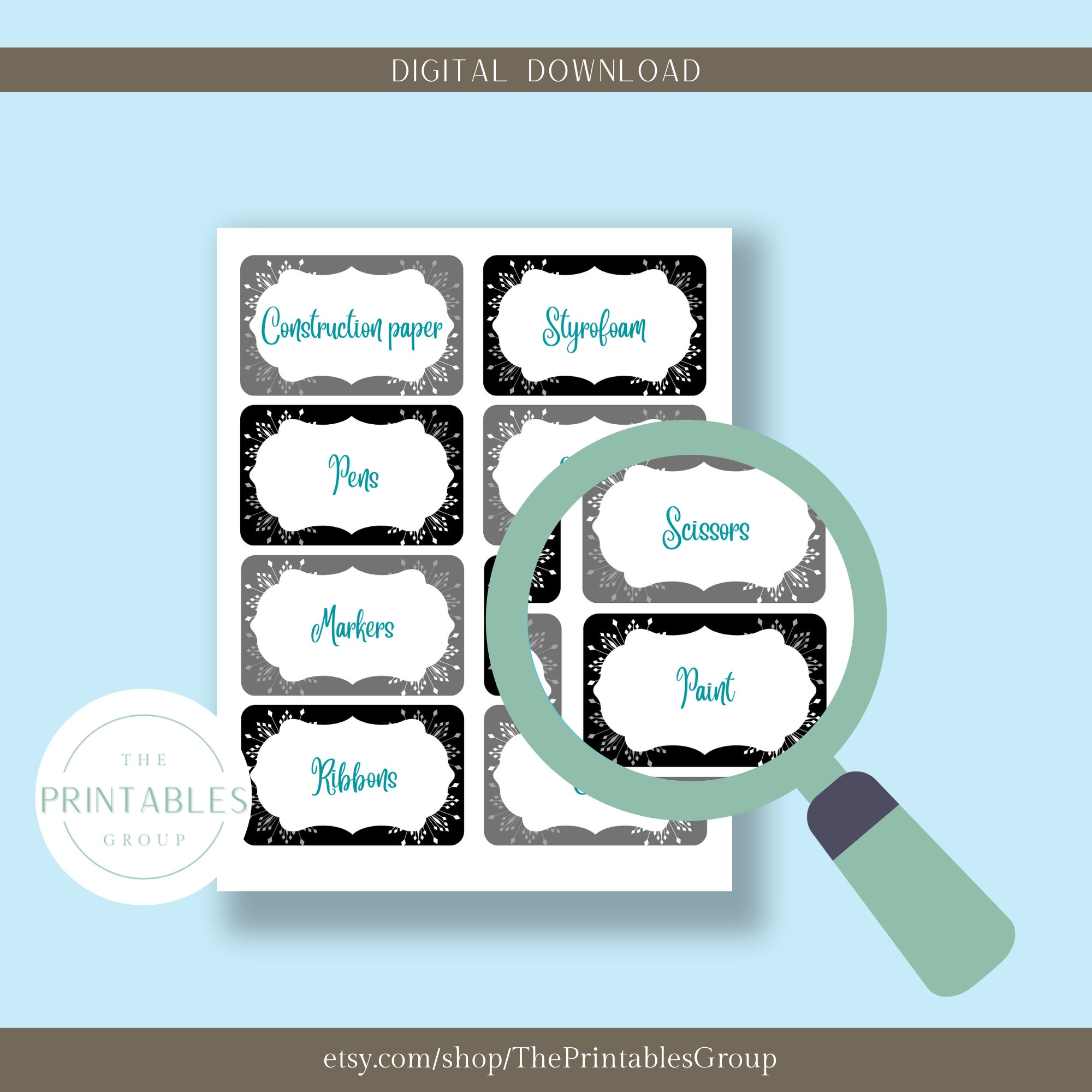 Craft Room Storage Labels Printable, Organization Labels for Craft Supplies Materials Equipment