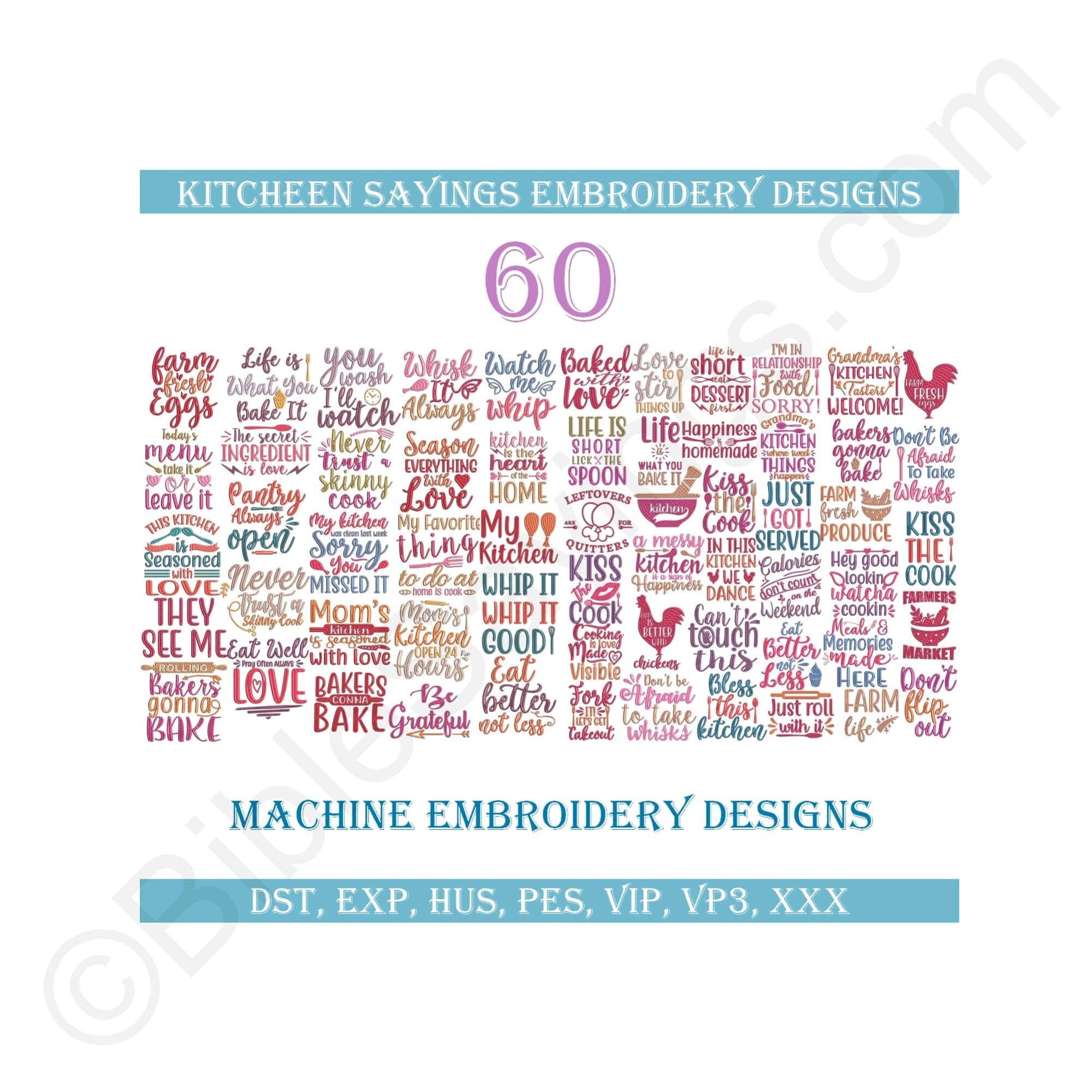 Kitchen Sayings Embroidery Designs. Bundle of 60 Machine - Etsy