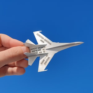 Collectable aircraft from a recycled piece of SUKHOI SU-30 aircraft skin, shot down in Ukraine, Item Keychain from a piece of aircraft skin