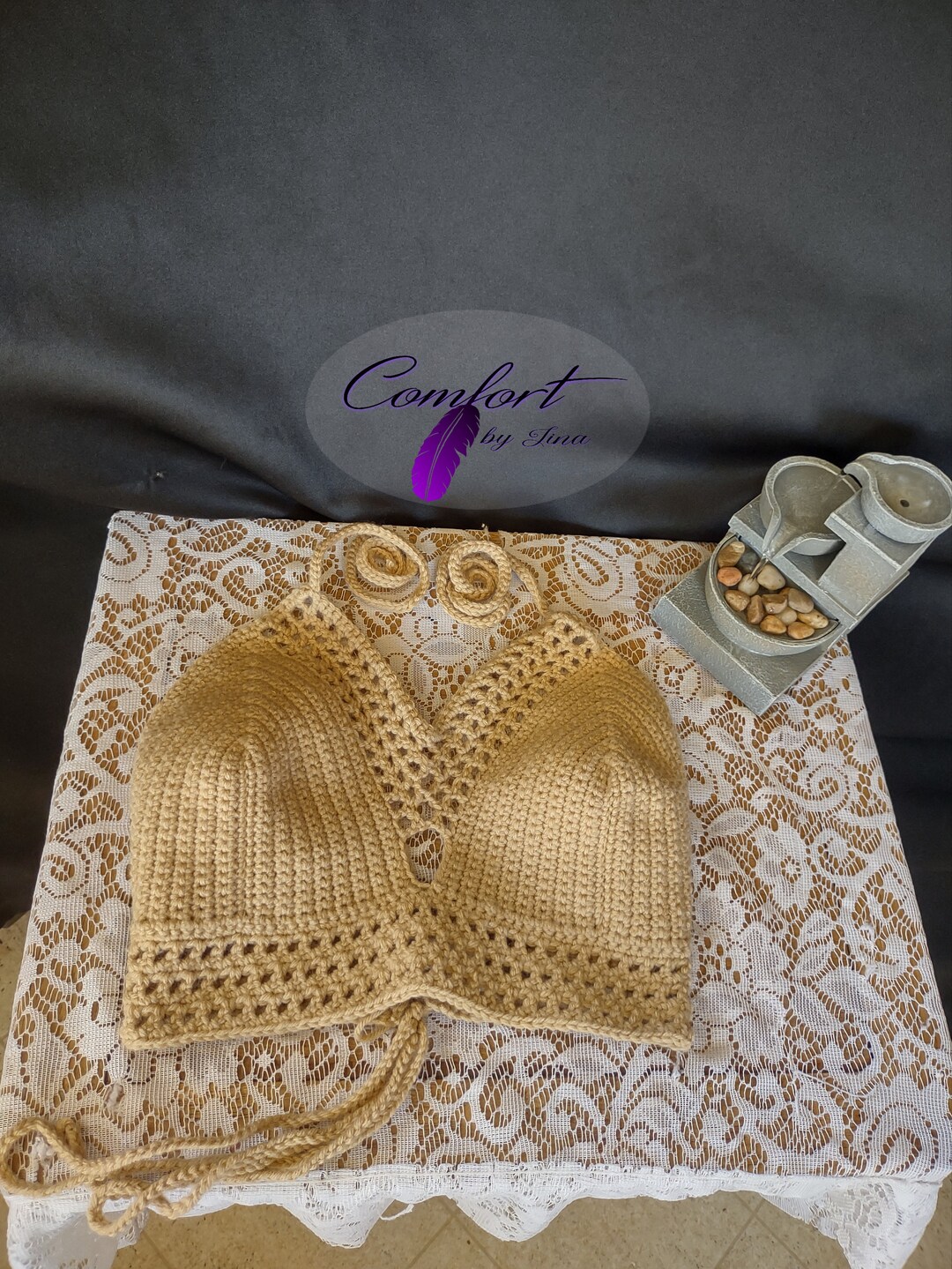 Fine Cotton Crochet Zig Zag Halter Top