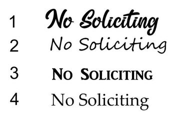No Soliciting Vinyl Decal