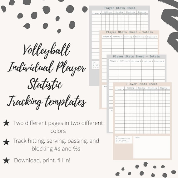 Volleyball Stat Tracking Sheets Individual Player Tracking & Etsy