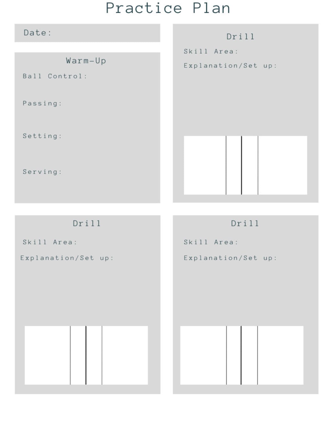 Volleyball Practice Plan Templates Downloadable Etsy