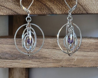 Amythist Earrings, purple earrings,Dangling Earrings, Stone Earrings, Dangle Earrings, Sterling Hook Earrings, birthstone earrings, February