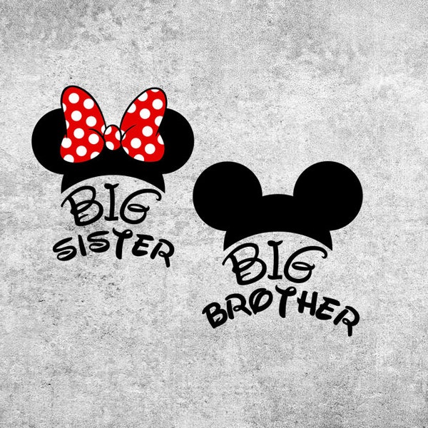 big sister svg, big sister mouse ears svg, big brother svg, big brother mouse ears svg, magic kingdom svg, hollywood studios svg