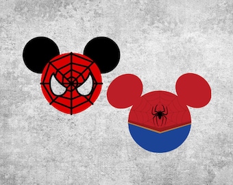 Svg spiderman, png spiderman, vengeurs svg, png Avengers, tête de souris svg personnage inspiré, personnage inspiré oreilles de souris svg