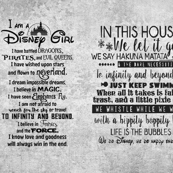 in this house svg, let it go, neverland pirates, hakuna matata, life is in the bubbles, just keep swimming,