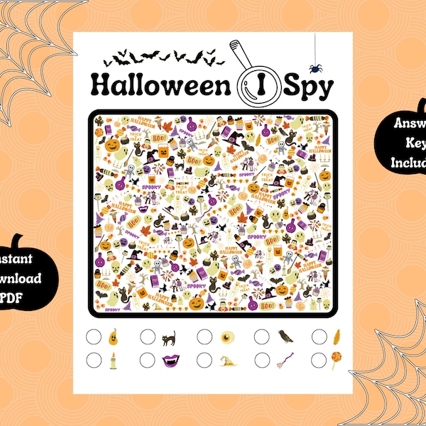 Halloween I Spy | Halloween Kid Activity | Halloween Game | Halloween Party | Halloween Child Fun | Kids Fall Game | School Halloween Party