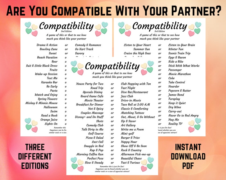 Are You Compatible With Your Partner | This or That | Compatibility ...