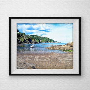 Impresión de paisaje de playa, arte de pared imprimible, descarga digital, todos los tamaños, Coombe St Martin