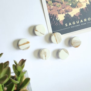 Marble Tile Magnets - Set of 6 | Strong Ceramic Magnet | Choose From 5 Style Options! Minimalist Decor | Refrigerator Magnets