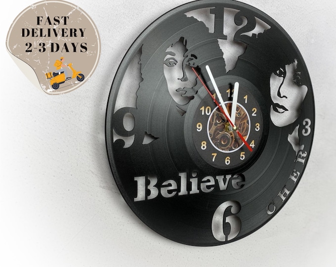 Believe Album Cover Art | Vinyl Record Wall Clock | gift for music lover | Gusic gift for mom | Vinyl Wall Decor