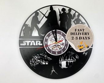 gift for movie lover, vinyl record wall clock, starwar gifts for christmas, vinyl record decor