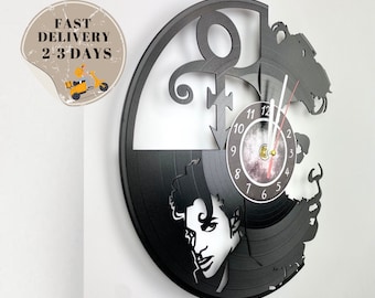 Vinyl clock, music lover gift men, album cover vinyl record wall decor, laser cut wall clock,  music wall vinyl