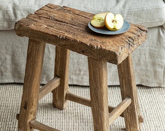 Unique Rustic Wooden Stool / Reclaimed Wood Handmade Stool /Vintage Skinny Bench / Rustic Wood Nesting Stool / Vintage Nesting Table / Stool