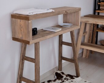 Unique Home Entryway Furniture  / Walnut Dresser / Rustic Longue Table / Console Hall Table / Entrway table Rustic custom reclaimed Wood