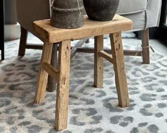 Unique Rustic Wooden Stool / Reclaimed Wood Handmade Stool /Vintage Skinny Bench / Rustic Wood Nesting Stool / Vintage Nesting Table / Stool