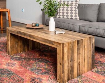 Reclaimed Large Coffee Table / Unique Farmhouse Table / Reclaimed Live Edge Wood / Handmade Home Furniture / Side Table / Wood Coffee Table