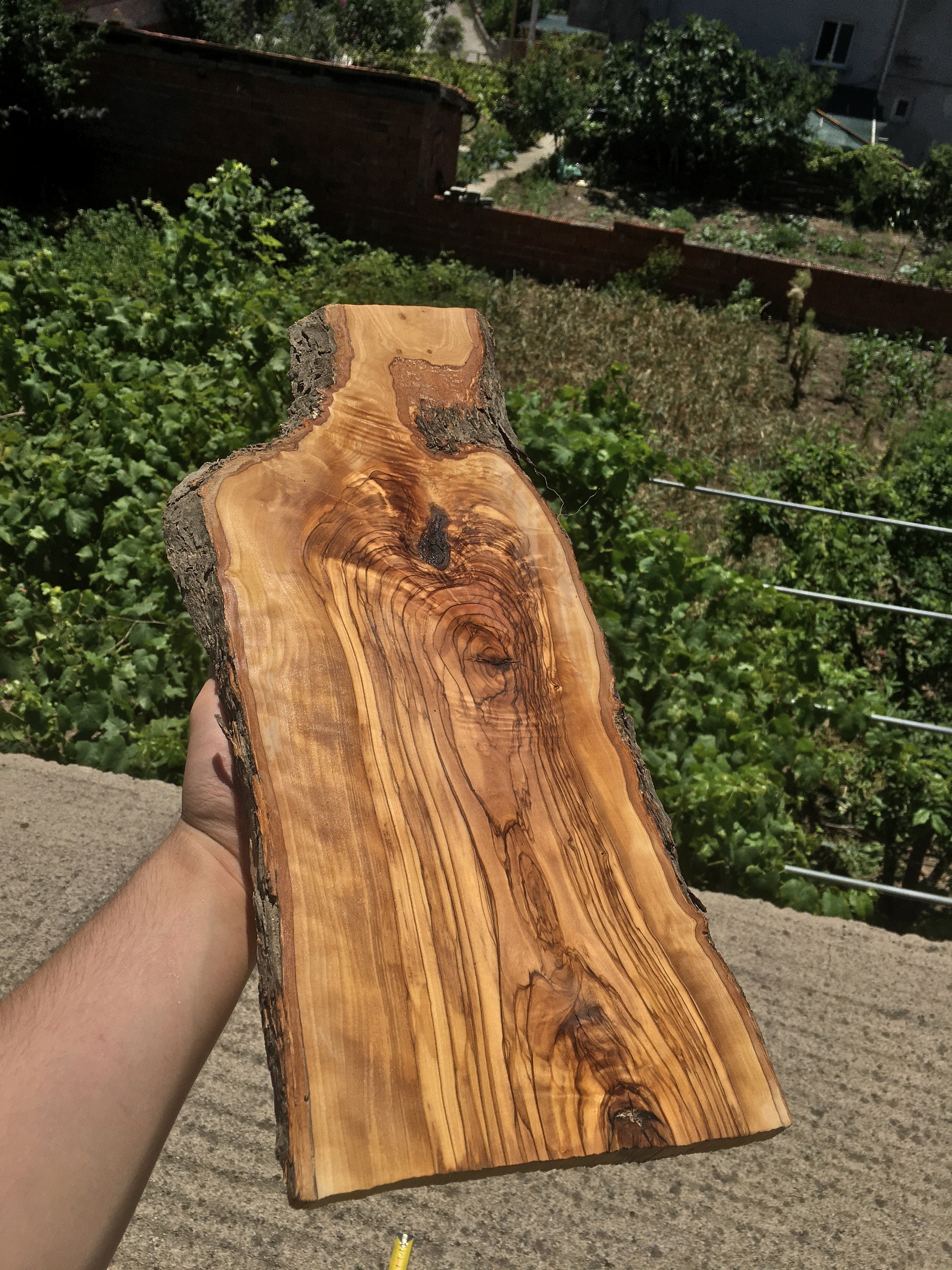 Forest Decor Olive Wood Large Cutting Board with Live Edge - 15.8