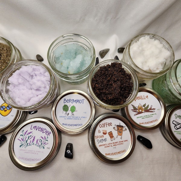 body scrub - choose your scent - 4oz - natural ingredients - handmade - feel amazing - moisturize - hydrate