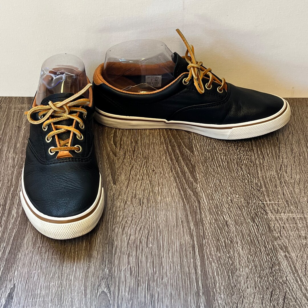 Vintage Keds Black Leather Lace up Sneakers Womens US 7 M Etsy