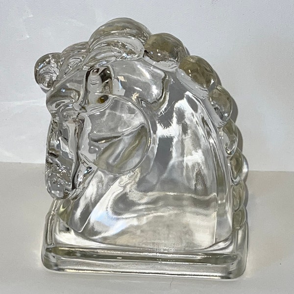 Vintage Art Deco Clear Federal Style Glass Single Horse Head Bookend 6”