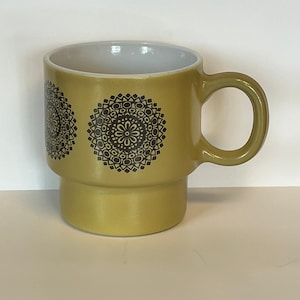 Vintage Milk Glass Mandala Stackable Mug.