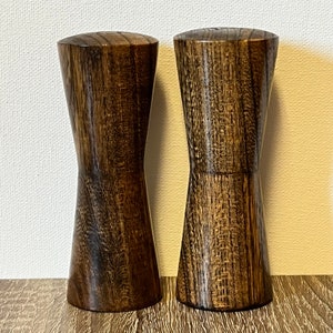 Vintage Wood Salt and Pepper Shakers Hourglass Shape Mid-Century Modern