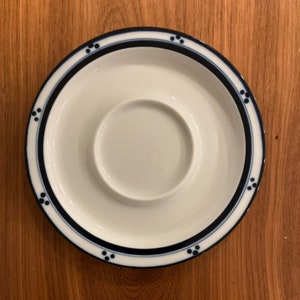 DANSK Frederiksborg Blue Dot Saucers Replacement Pieces - White Blue Stripe, 3 Dots 6 1/2” - Pre-owned