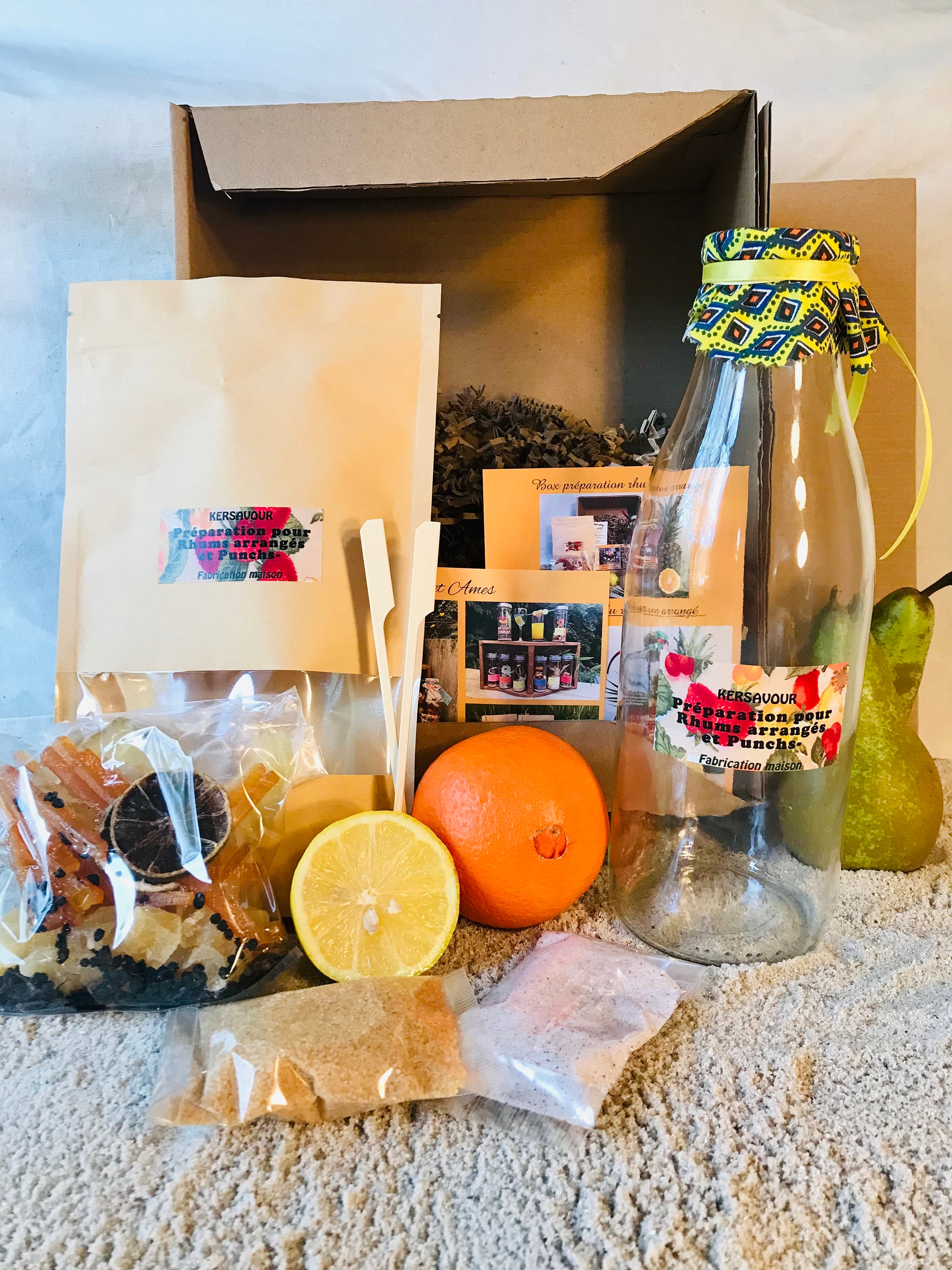 Coffret Rhum Arrangé Orange Poire Citron Sureau