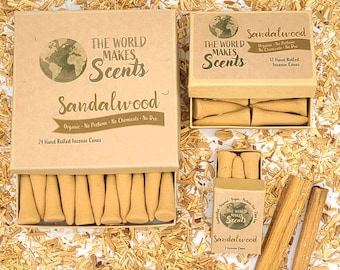 Sandalwood Incense Cones | Plants Only | No Perfume | Handmade | No dyes | Nothing Synthetic | Organic |