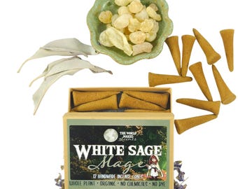 White Sage Mage Incense Cones | Handmade | Zero Synthetics | Whole Plant |