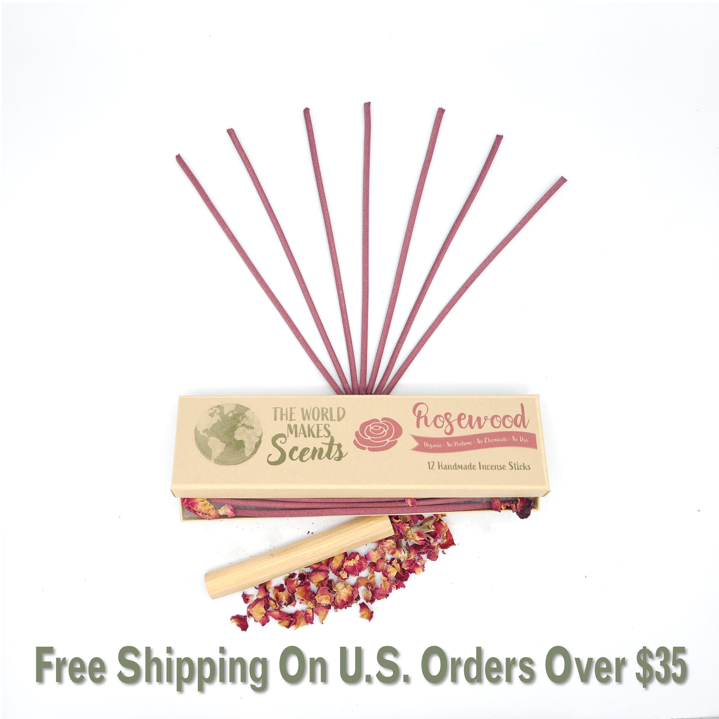 RoseWood Organic Incense Sticks | Handmade | Zero Synthetics | Whole Plant |