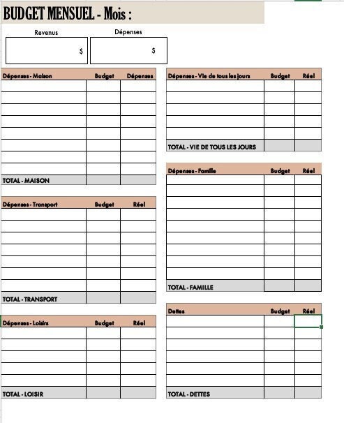 Monthly Budget Template Printable 