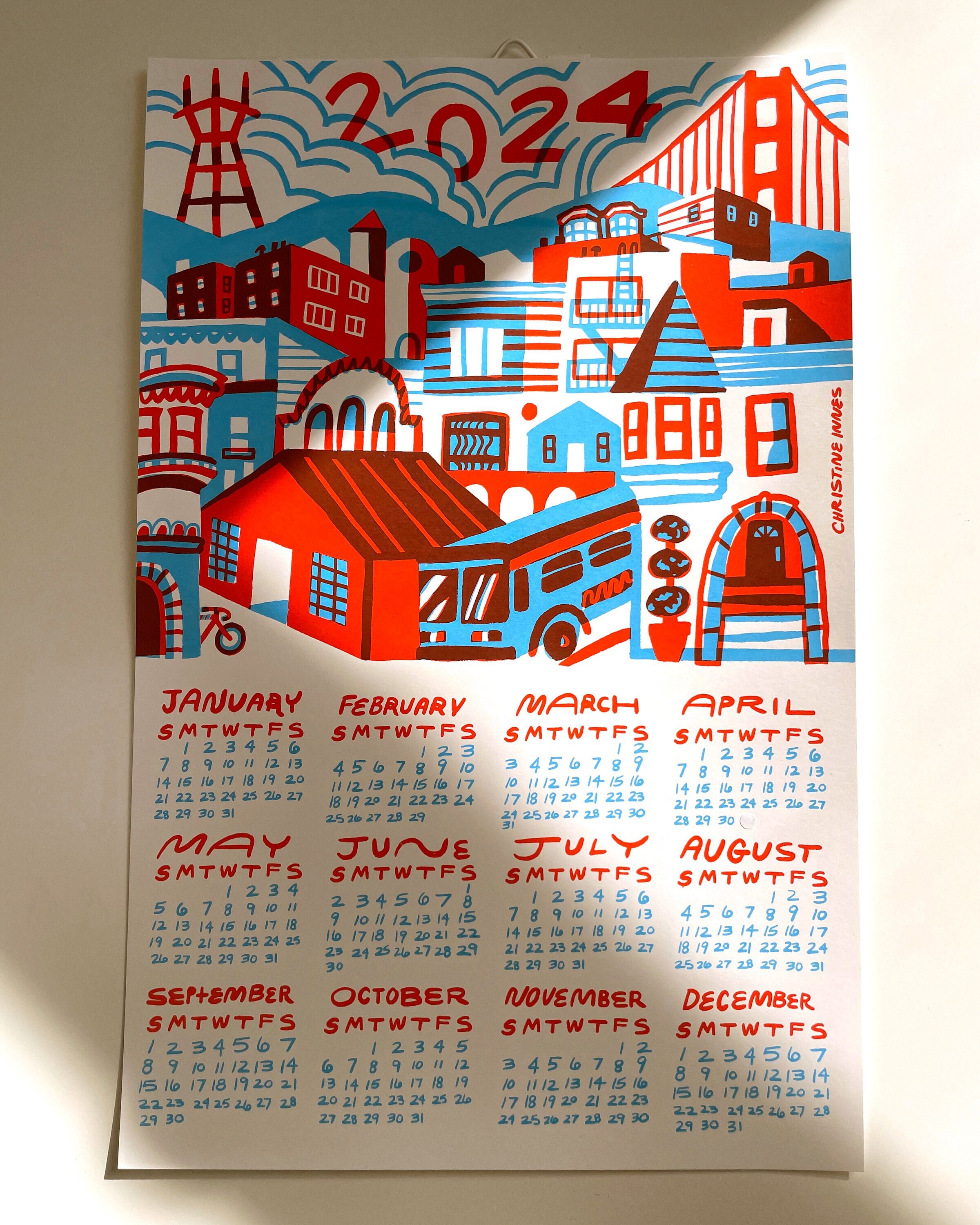 San Francisco 2024 Silkscreen Printed Calendar Etsy