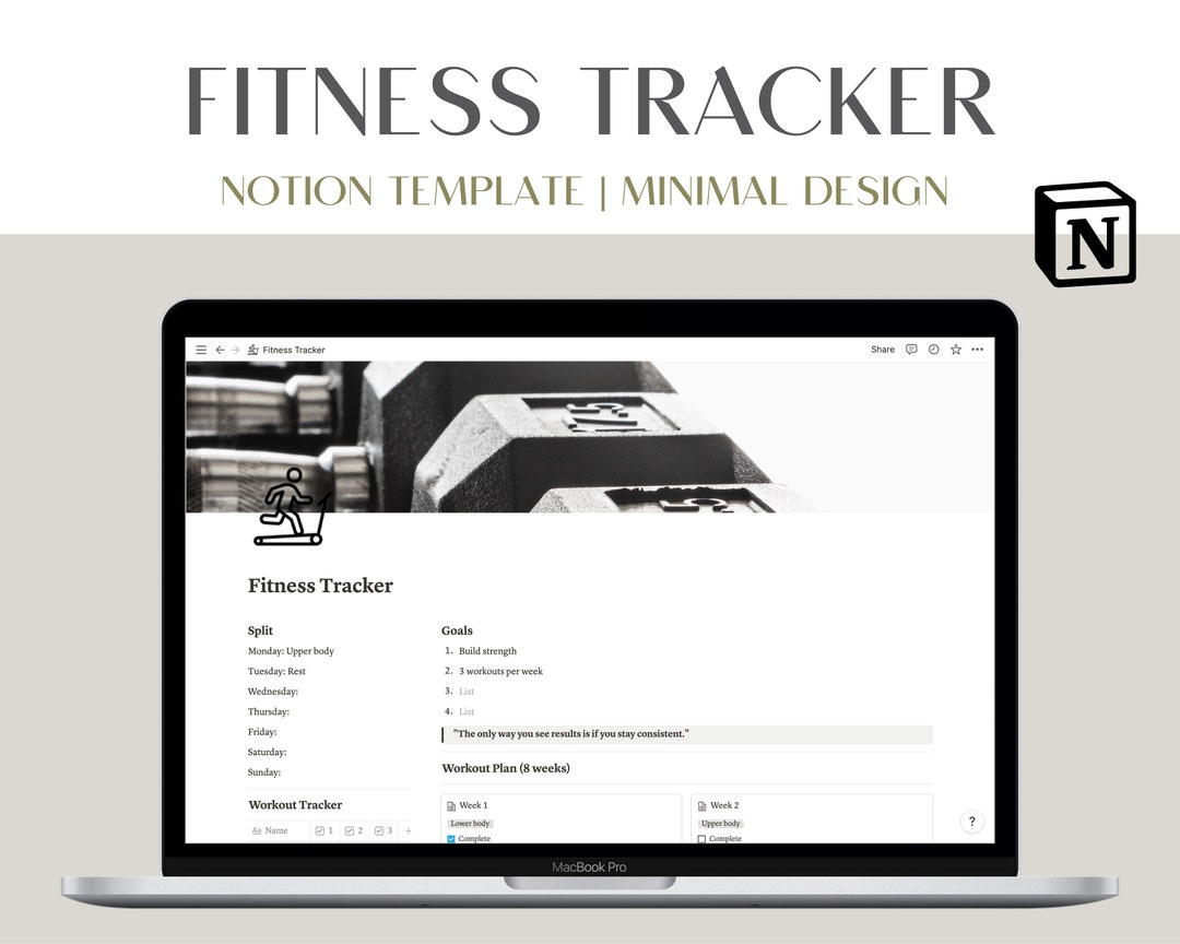 Fitness Tracker Workout Tracker Gym Tracker Digital Notion Template Etsy