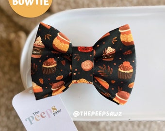 Pumpkin Spice Dog Bow Tie , Fall season ,Velcro straps , pet accesories