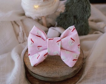 Christmas Dog Bow tie , Pink Christmas  Santa , Cat Bow tie  with velcro, Christmas gift