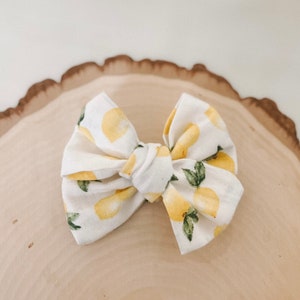 Strawberry blooms and lemon hair bow spring bow clip bow lemon bow strawberry bow cotton bow baby bow dog bow girl bow image 2
