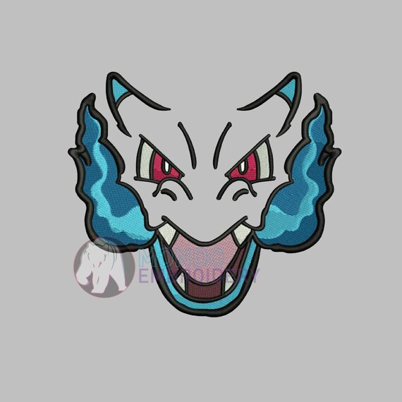 Mega Charizard X Patch Heat Transfer Pokemon Iron On Graphic Applique Apx  4.00