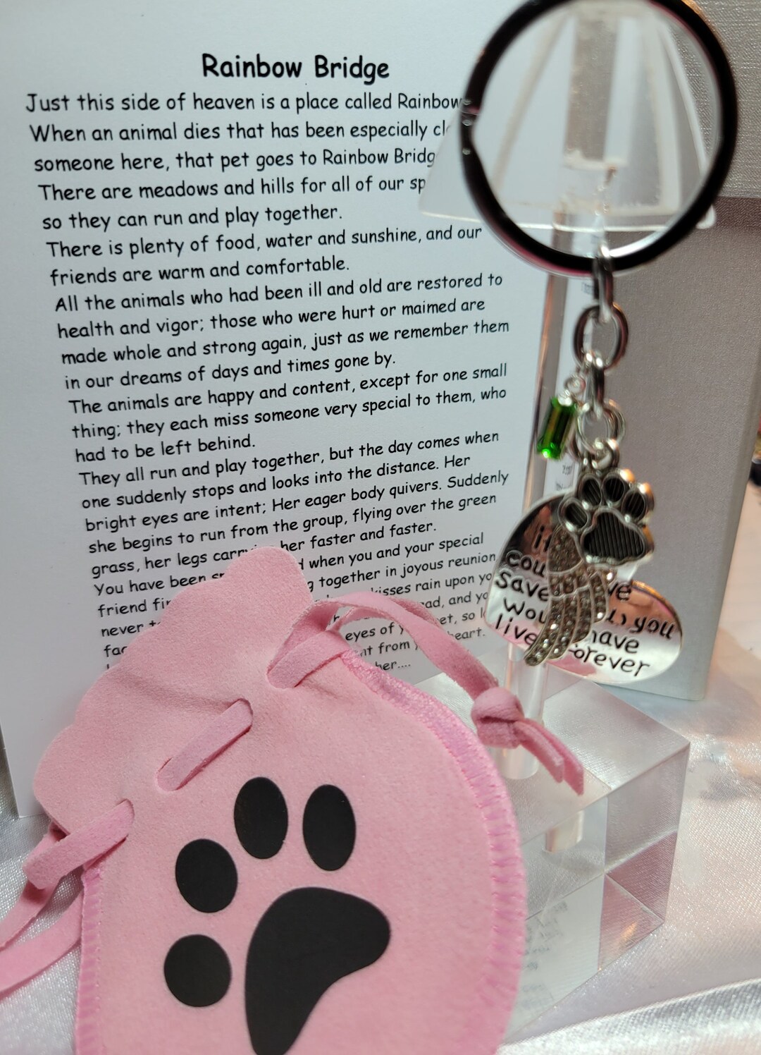 Pet Loss Memorial Keychain: Silver Paw Print Angel Wing Charm - Etsy