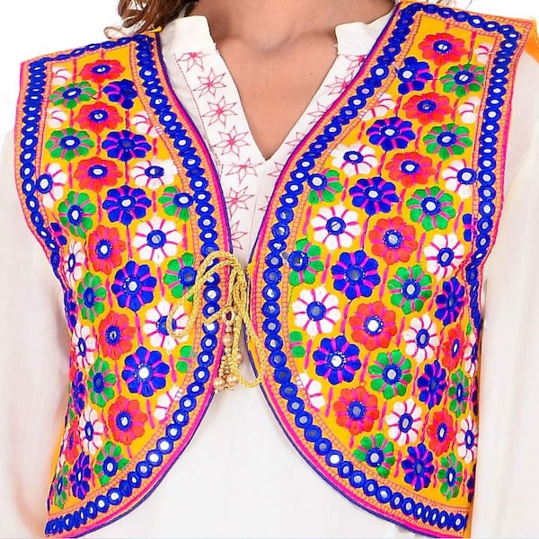 Ethnic Jacket for Women Waist Coat Stylish Cotton Handmade Navratri Traditional Rajasthani Embroidered Mirror Work Gujrati Kutchi Koti