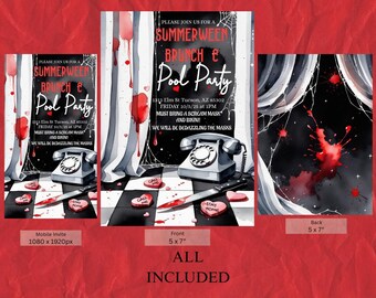 Scream-Inspired Adult Halloween Party Invitation – Spooky Pool & Brunch Costume Bash, Fun Watercolor Halloween Party Digital Invite