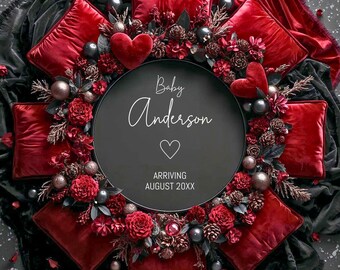 Gothic Christmas Baby Announcement | Editable Holiday Pregnancy Reveal Template for Social Media & Print