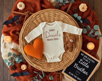 Spooky Cute Fall Halloween Baby Announcement and Pregnancy Reveal Editable Autumn Baby Announcement Template
