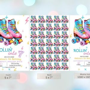 Roller Skating Birthday Invitation | Editable Colorful Rollerblade Party Template | Retro Skating Rink Theme | Instant Download Invitation
