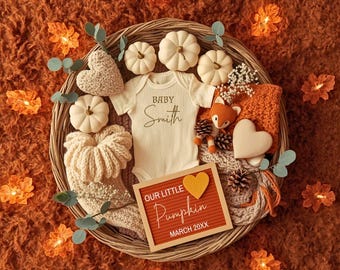 Cozy Fall Baby Announcement | Woodland Fox Baby Reveal | Autumn Neutral Pregnancy Reveal | Warm Rustic Newborn Reveal