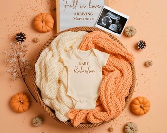 Minimalist Fall Pregnancy Reveal Template, Editable Social Media & Printable Announcement, Cozy Autumn Design for Expecting Parents