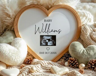 Green Minimalist Fall Baby Announcement | Neutral Autumn Pregnancy Reveal | Simple Modern Baby Announcement for Social Media